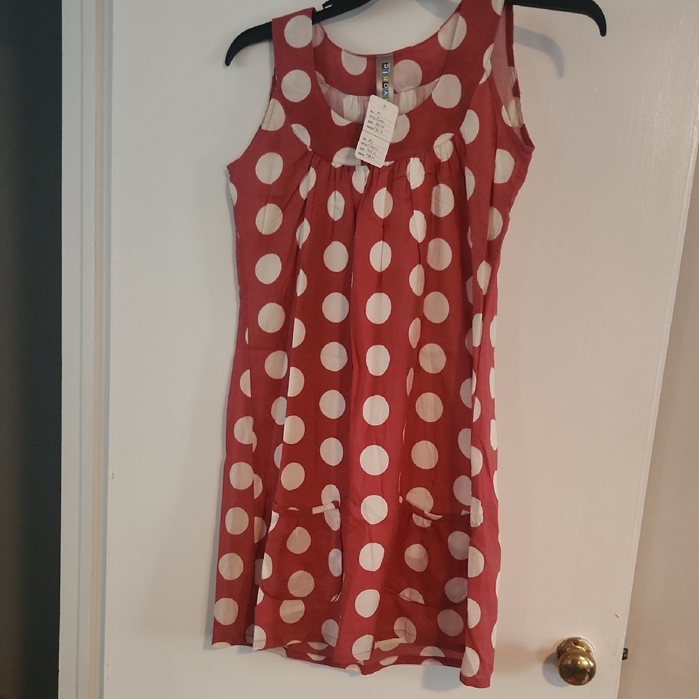 Vivante Red Polka Dot Sleeveless Dress